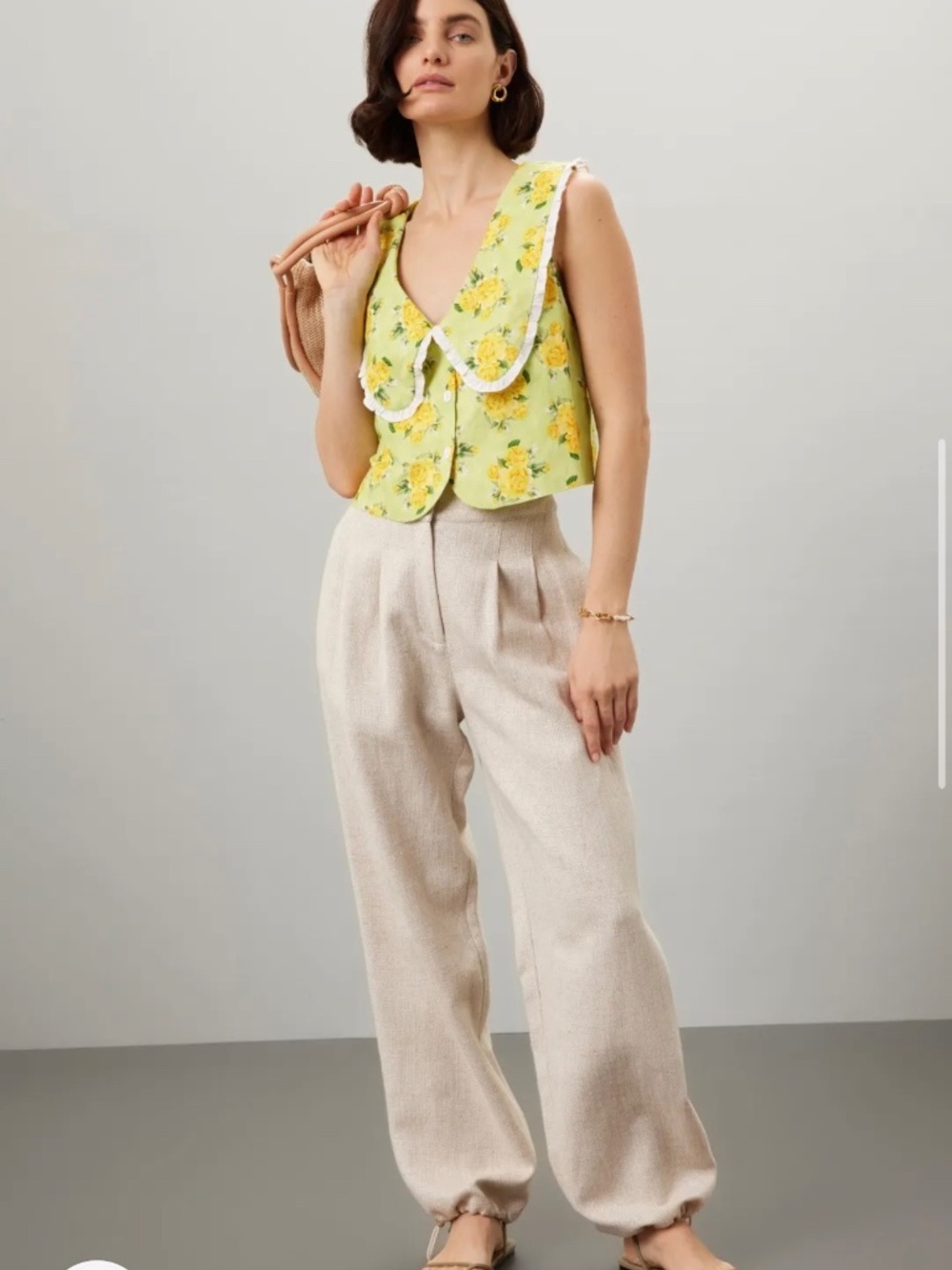 Rachel Antonoff Georgia Top in Yellow Blooms in Small - Picture 3 of 7